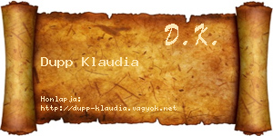 Dupp Klaudia névjegykártya